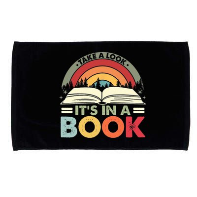 Take A Look Its In A Book Reading Vintage Retro Rainbow Microfiber Hand Towel