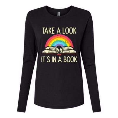 Take A Look Its In A Book Vintage Reading Bookworm Librarian Womens Cotton Relaxed Long Sleeve T-Shirt