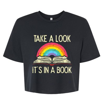 Take A Look Its In A Book Vintage Reading Bookworm Librarian Bella+Canvas Jersey Crop Tee