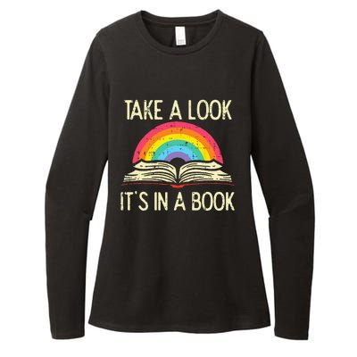 Take A Look Its In A Book Vintage Reading Bookworm Librarian Womens CVC Long Sleeve Shirt