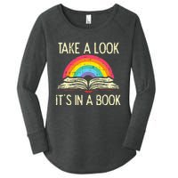 Take A Look Its In A Book Vintage Reading Bookworm Librarian Women's Perfect Tri Tunic Long Sleeve Shirt