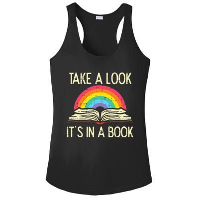 Take A Look Its In A Book Vintage Reading Bookworm Librarian Ladies PosiCharge Competitor Racerback Tank