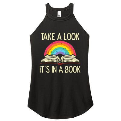 Take A Look Its In A Book Vintage Reading Bookworm Librarian Women's Perfect Tri Rocker Tank