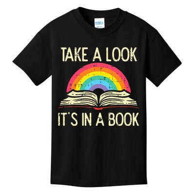 Take A Look Its In A Book Vintage Reading Bookworm Librarian Kids T-Shirt