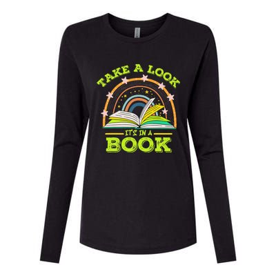 Take A Look Its In A Book Reading Vintage Retro Rainbow Book Womens Cotton Relaxed Long Sleeve T-Shirt