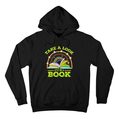 Take A Look Its In A Book Reading Vintage Retro Rainbow Book Hoodie