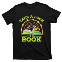 Take A Look Its In A Book Reading Vintage Retro Rainbow Book T-Shirt