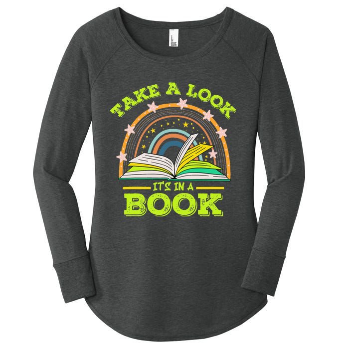 Take A Look Its In A Book Reading Vintage Retro Rainbow Book Women's Perfect Tri Tunic Long Sleeve Shirt