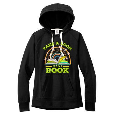 Take A Look Its In A Book Reading Vintage Retro Rainbow Book Women's Fleece Hoodie