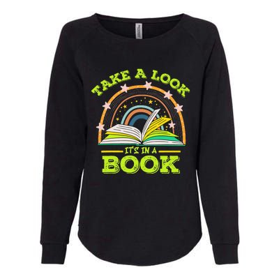 Take A Look Its In A Book Reading Vintage Retro Rainbow Book Womens California Wash Sweatshirt