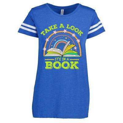 Take A Look Its In A Book Reading Vintage Retro Rainbow Book Enza Ladies Jersey Football T-Shirt