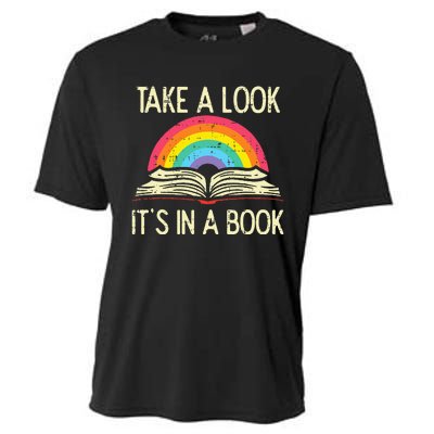 Take A Look Its In A Book Vintage Reading Bookworm Librarian Cooling Performance Crew T-Shirt