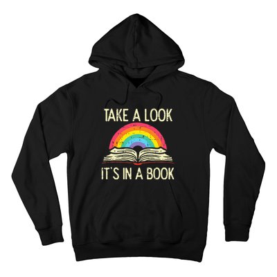 Take A Look Its In A Book Vintage Reading Bookworm Librarian Hoodie