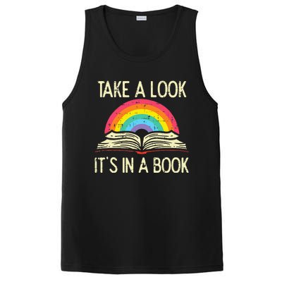 Take A Look Its In A Book Vintage Reading Bookworm Librarian PosiCharge Competitor Tank