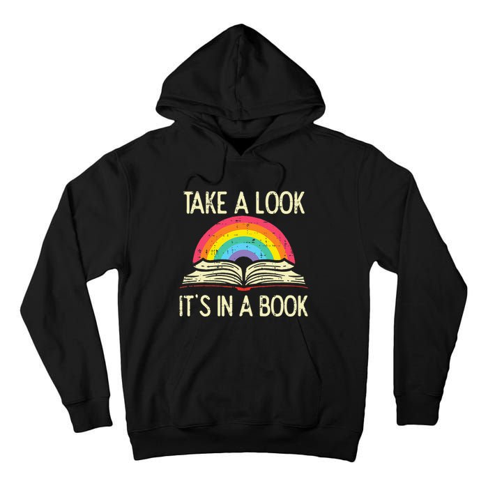 Take A Look Its In A Book Vintage Reading Bookworm Librarian Tall Hoodie