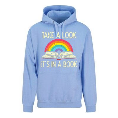 Take A Look Its In A Book Vintage Reading Bookworm Librarian Unisex Surf Hoodie