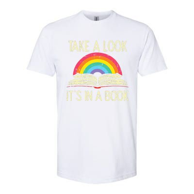 Take A Look Its In A Book Vintage Reading Bookworm Librarian Softstyle CVC T-Shirt