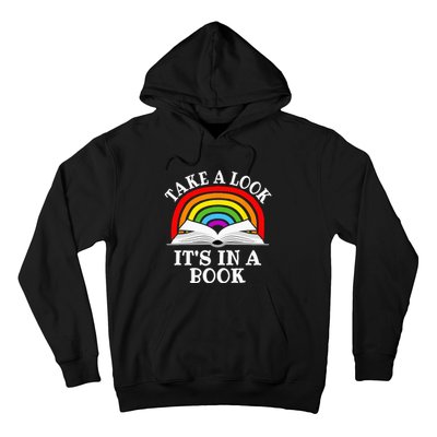 Take A Look Its In A Book Funny Rainbow Reading Book Lover Hoodie