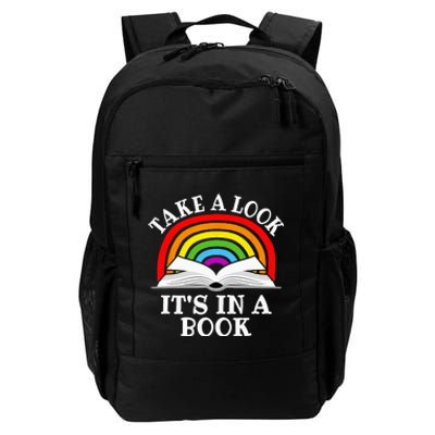 Take A Look Its In A Book Funny Rainbow Reading Book Lover Daily Commute Backpack