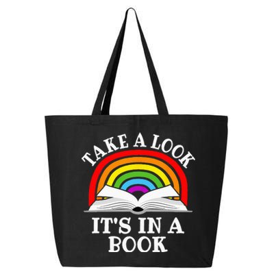 Take A Look Its In A Book Funny Rainbow Reading Book Lover 25L Jumbo Tote