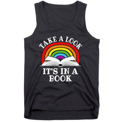 Take A Look Its In A Book Funny Rainbow Reading Book Lover Tank Top