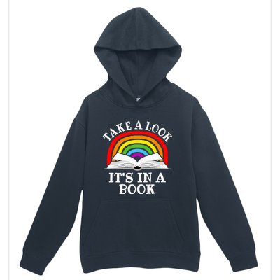 Take A Look Its In A Book Funny Rainbow Reading Book Lover Urban Pullover Hoodie