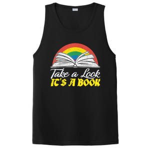 Take A Look Its In A Book Retro Rainbow Bookworms Reading Meaningful Gift PosiCharge Competitor Tank