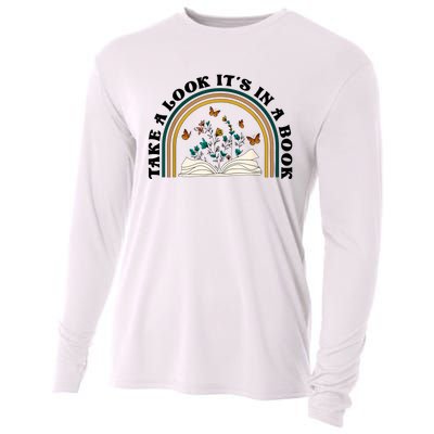 Take A Look Its In A Book Vintage Reading Bookworm Librarian Cooling Performance Long Sleeve Crew