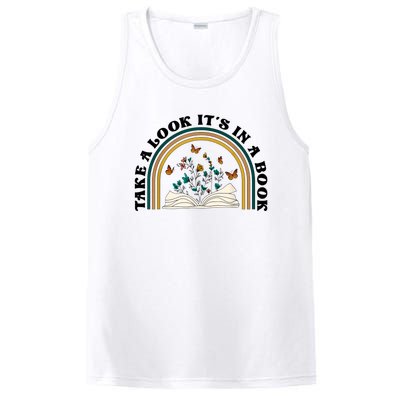 Take A Look Its In A Book Vintage Reading Bookworm Librarian PosiCharge Competitor Tank