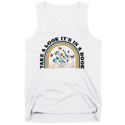 Take A Look Its In A Book Vintage Reading Bookworm Librarian Tank Top