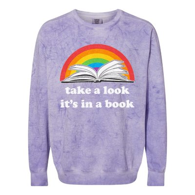 Take A Look Its In A Book Retro Inspired Reading Rainbow Colorblast Crewneck Sweatshirt