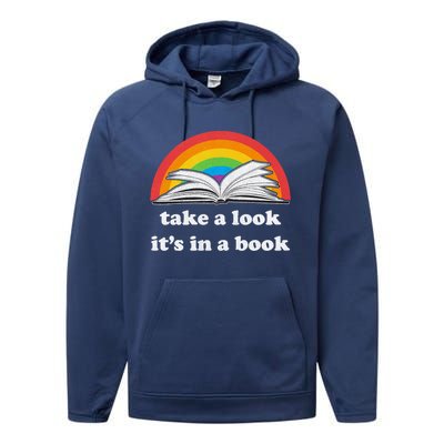 Take A Look Its In A Book Retro Inspired Reading Rainbow Performance Fleece Hoodie