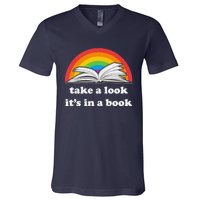 Take A Look Its In A Book Retro Inspired Reading Rainbow V-Neck T-Shirt