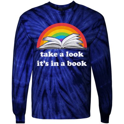 Take A Look Its In A Book Retro Inspired Reading Rainbow Tie-Dye Long Sleeve Shirt