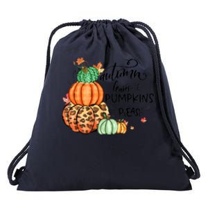 Thanksgiving Autumn Leaves And Pumpkins Please Fall Lover Drawstring Bag