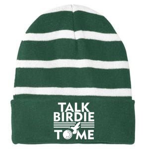 Talk Birdie To Me Striped Beanie with Solid Band