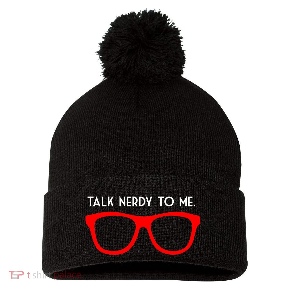 Talk Nerdy To Me Pom Pom 12in Knit Beanie