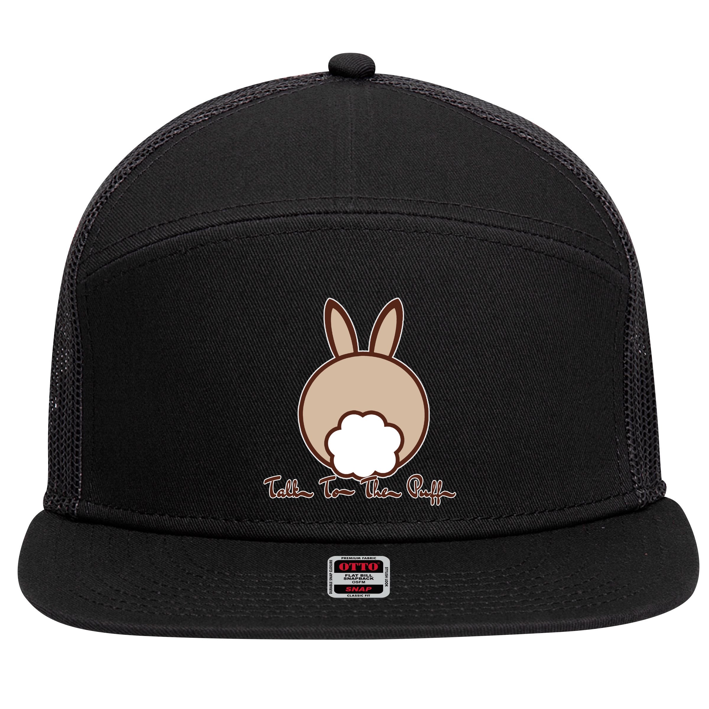 Talk To The Puff Funny Easter Bunny 7 Panel Mesh Trucker Snapback Hat