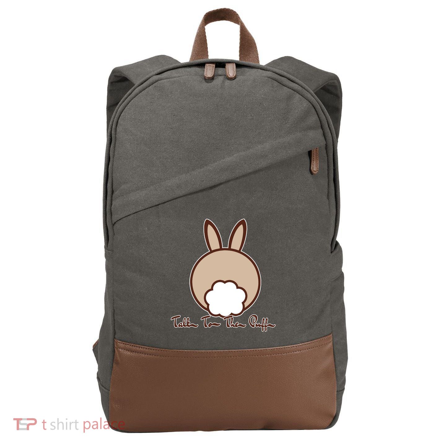Talk To The Puff Funny Easter Bunny Cotton Canvas Backpack