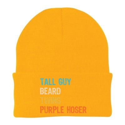 Tall Guy Beard Twins Purple Hoser Knit Cap Winter Beanie