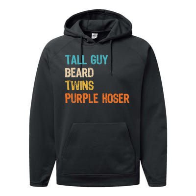 Tall Guy Beard Twins Purple Hoser Performance Fleece Hoodie