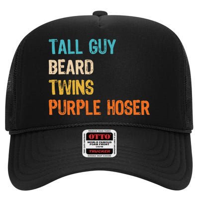 Tall Guy Beard Twins Purple Hoser High Crown Mesh Back Trucker Hat