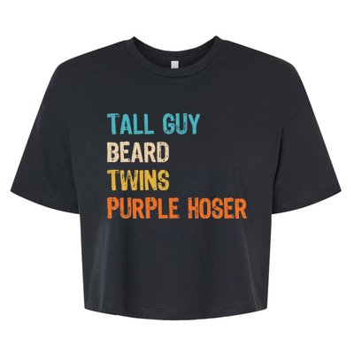 Tall Guy Beard Twins Purple Hoser Bella+Canvas Jersey Crop Tee