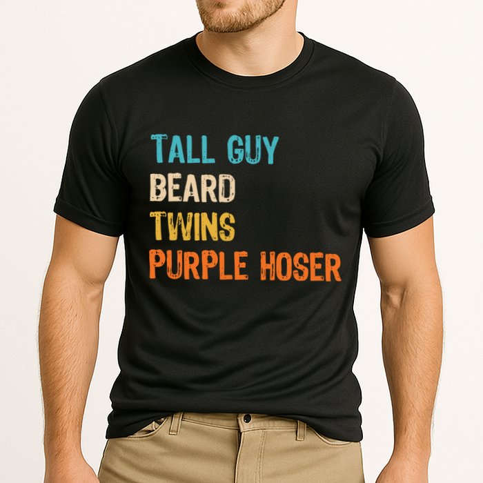 Tall Guy Beard Twins Purple Hoser Cooling Performance Crew T-Shirt
