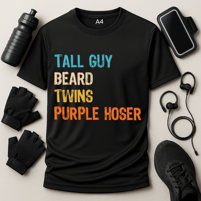 Tall Guy Beard Twins Purple Hoser Cooling Performance Crew T-Shirt