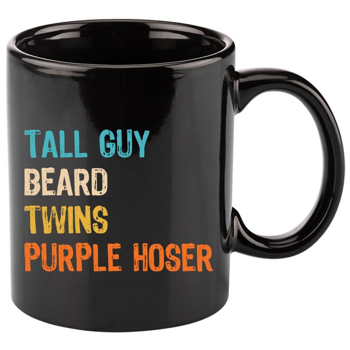 Tall Guy Beard Twins Purple Hoser 11oz C Handle Ceramic Mug