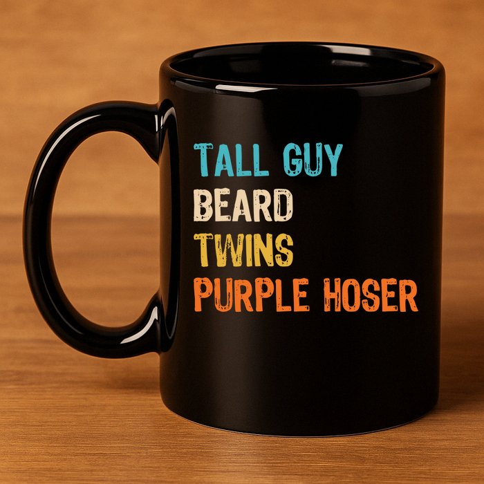 Tall Guy Beard Twins Purple Hoser 11oz C Handle Ceramic Mug