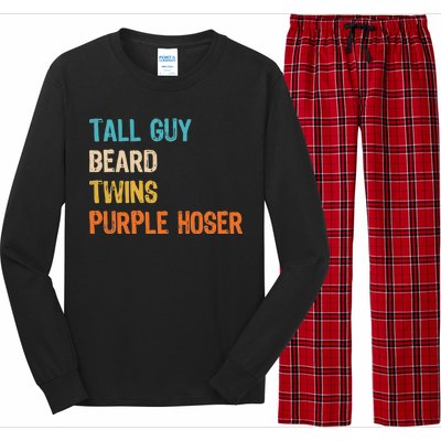 Tall Guy Beard Twins Purple Hoser Long Sleeve Pajama Set