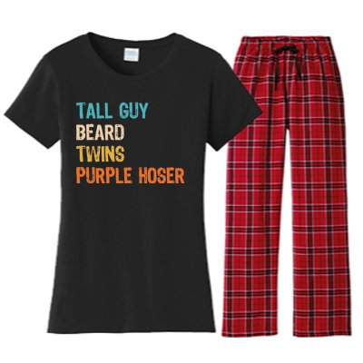 Tall Guy Beard Twins Purple Hoser Women's Flannel Pajama Set