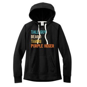 Tall Guy Beard Twins Purple Hoser Women's Fleece Hoodie